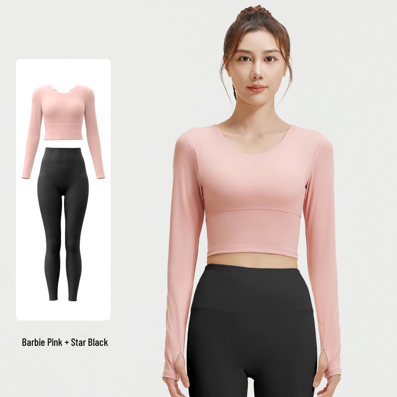 Juyitang Women's Slimming Yoga Suit with Cross Back & Long Sleeves