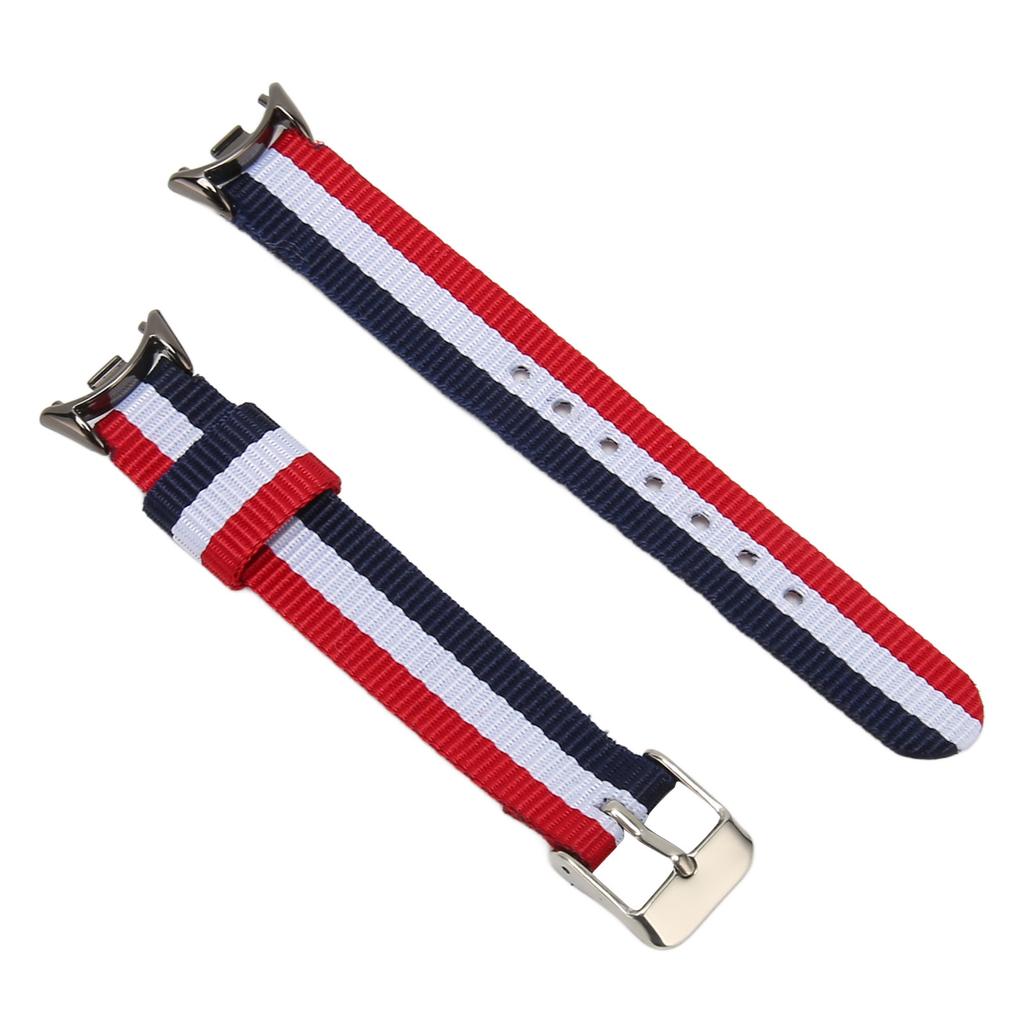 Sport Strap Canvas Sport Band Adjustable Vintage Watch Strap Compatible for Mi Band 8 3 Stripes