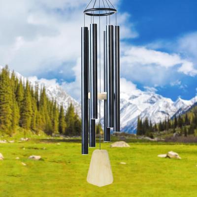 Big Wind Chimes – Windchime for Balcony - 6-Pipe Black Design, Wind Chimes for Living Room – Garden Decor, Balcony, or Bedroom Décor