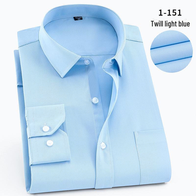 2025 Spring Men's Gray Non-Iron Long Sleeve Business Casual Shirt, Large Solid Color for Young to Middle-aged.