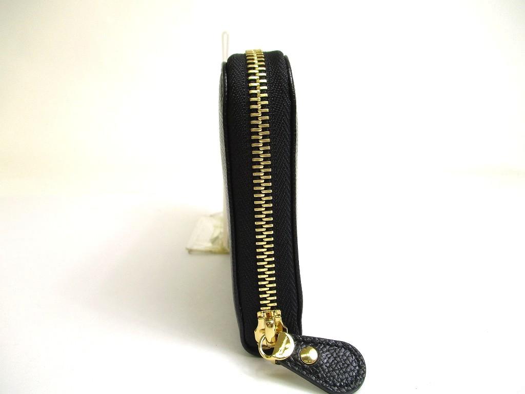 Authentic Salvatore Ferragamo Gancini Black Leather Gold H/W Round Zip Wallet #a687  Refurbished