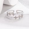 Women’s Double Layer Zircon Pearl Adjustable Ring – Unique Niche Design for Index Finger