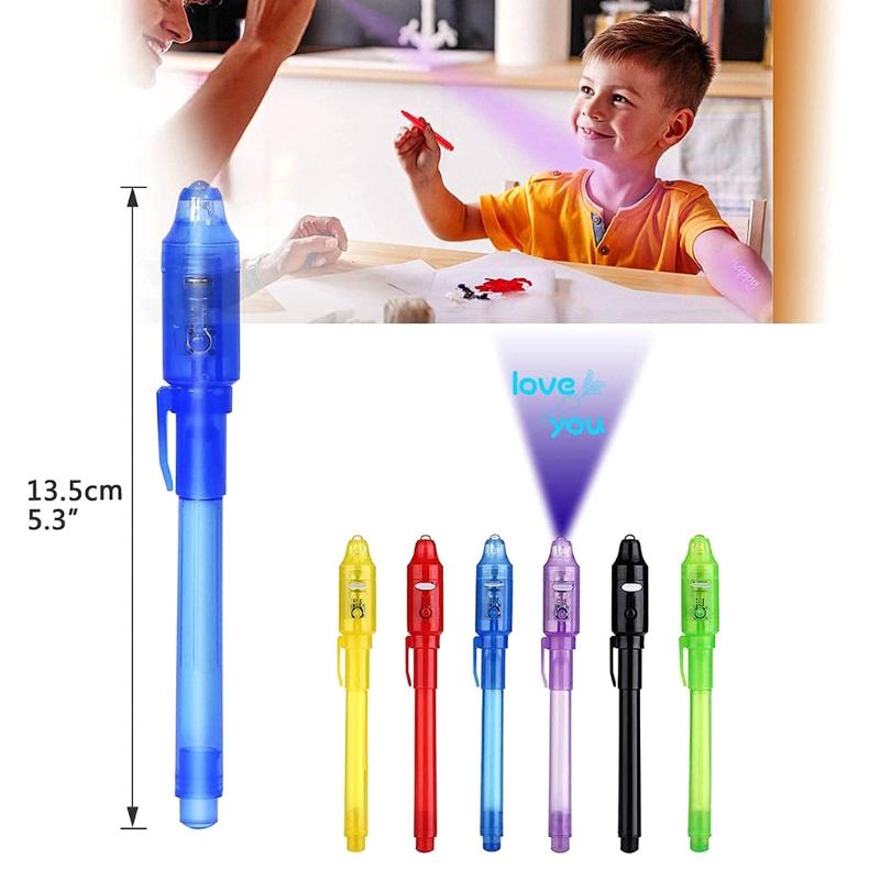 Invisible Ink Pen with UV Light Fun Activity Entertainment Party Favors Giveaways Xmas Goody Bag Stuffer for Kids Adults