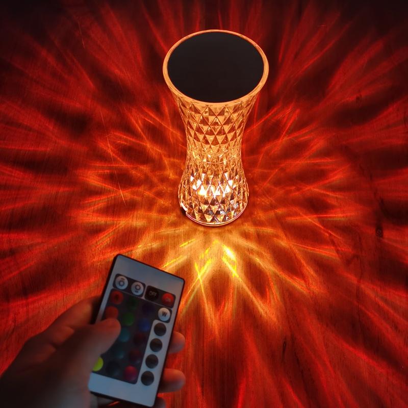 New Led Crystal Table Lamp Rechargeable Touch Colorful Atmosphere Light Night Dimmable Crystal Led Desk