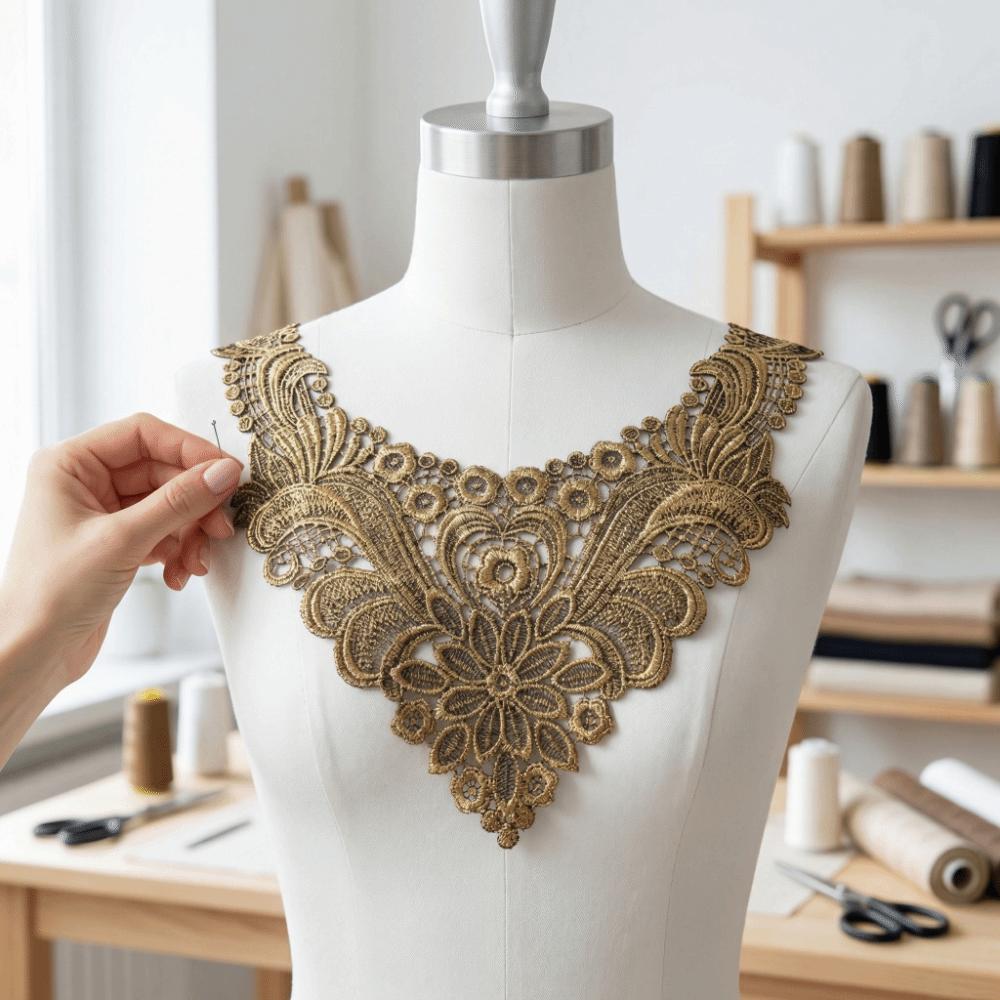 Hollow Lace Fake Collar DIY Embroidery Flower Collar Decoration Material Lace Trim  Women's Fashion