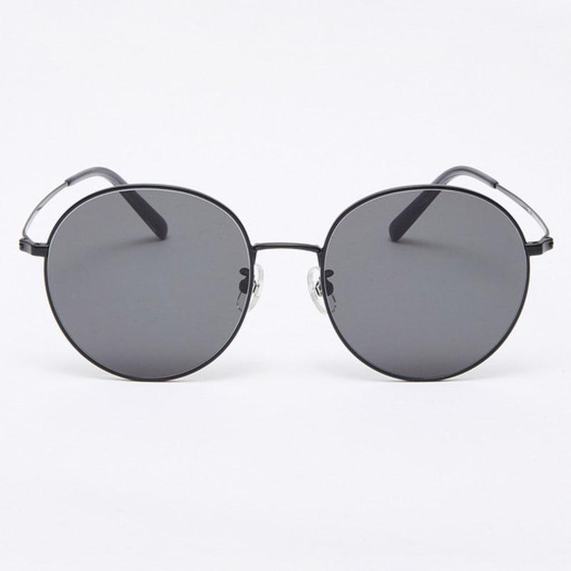 Aloeyewear [Air Titanium] AL2502 0909M Air Titanium Round Black Sunglasses