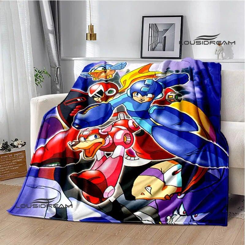 Rockman Game Cartoon Printed Blankets Warm Blanket Soft and Comfortable Home Travel Bed Blanket Picnic Blanket Birthday Gift