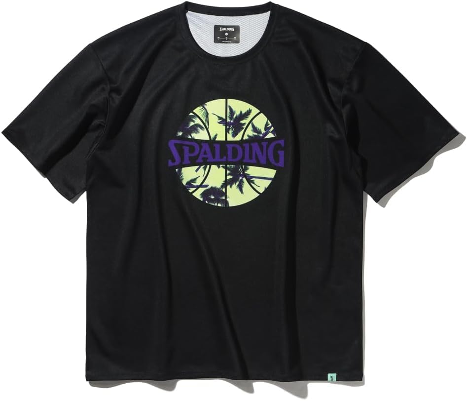 

Spalding Palm Tree Ball Print T-Shirt, Black, Size L, SMT25004