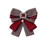 Korean Multi-layer Fabric Bow Brooch Rhinestone Crystal Shirt Collar Pins for Women Fashion Bowknot Jewelry Accessories