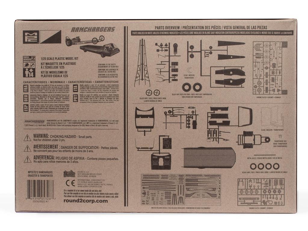 MPC Ram Chargers Dragster Transport Truck Plastic Model MPC970 Molding Color 1/25 &
