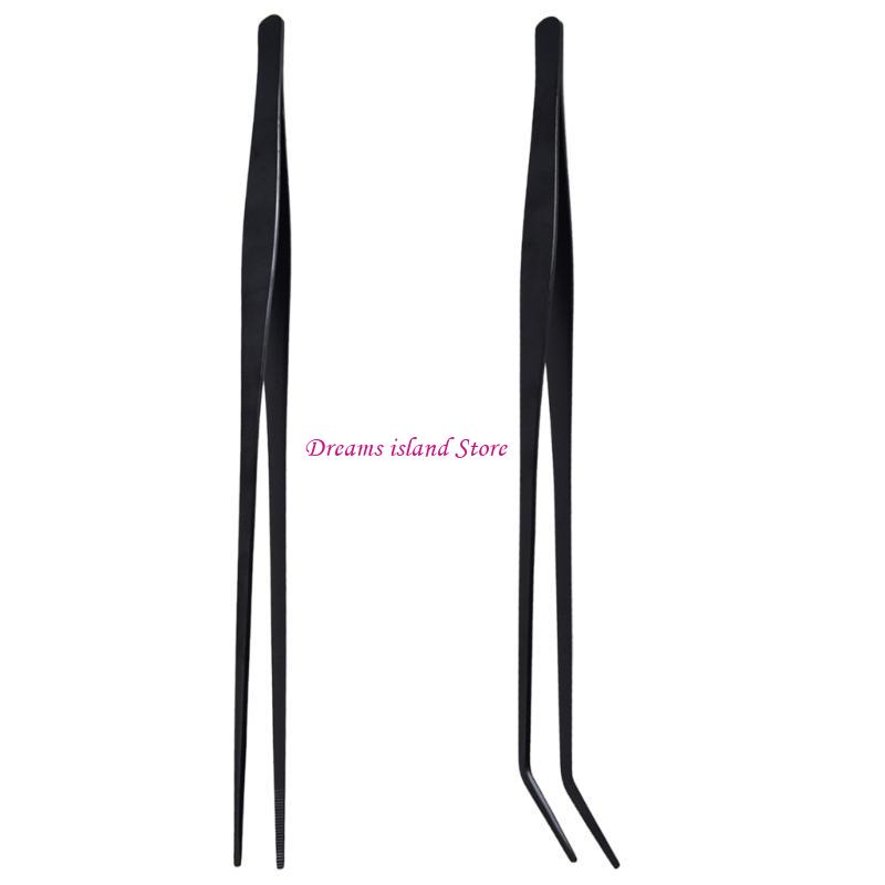 Quality Aquatic Tweezers Set 27cm Steel Straight & Curved for Aquarium Planting and Reptiles Feeding Cleaning Tool HX6C