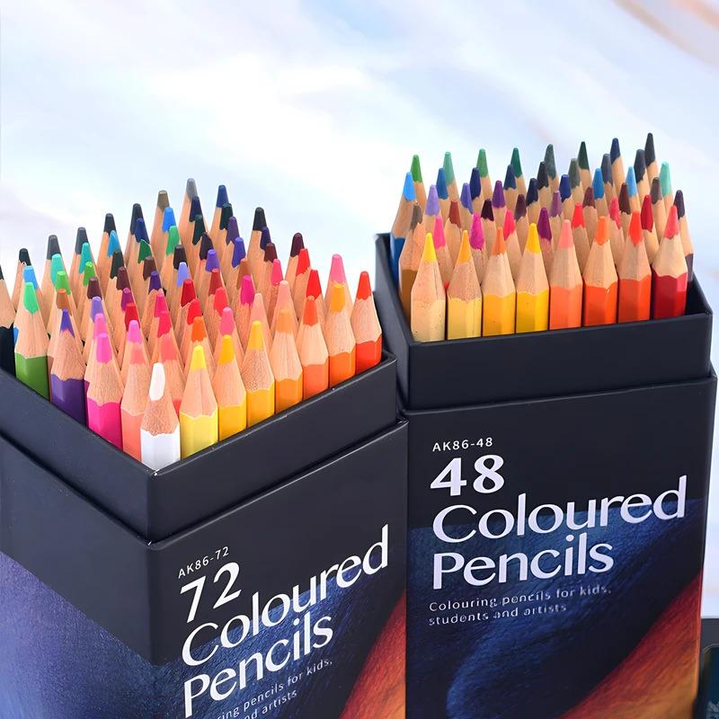 Oily Colored Pencils Set (12 Colors) - Hexagon Wooden Handle, Perfect for Painting, Sketching, Art Design & Student Use
