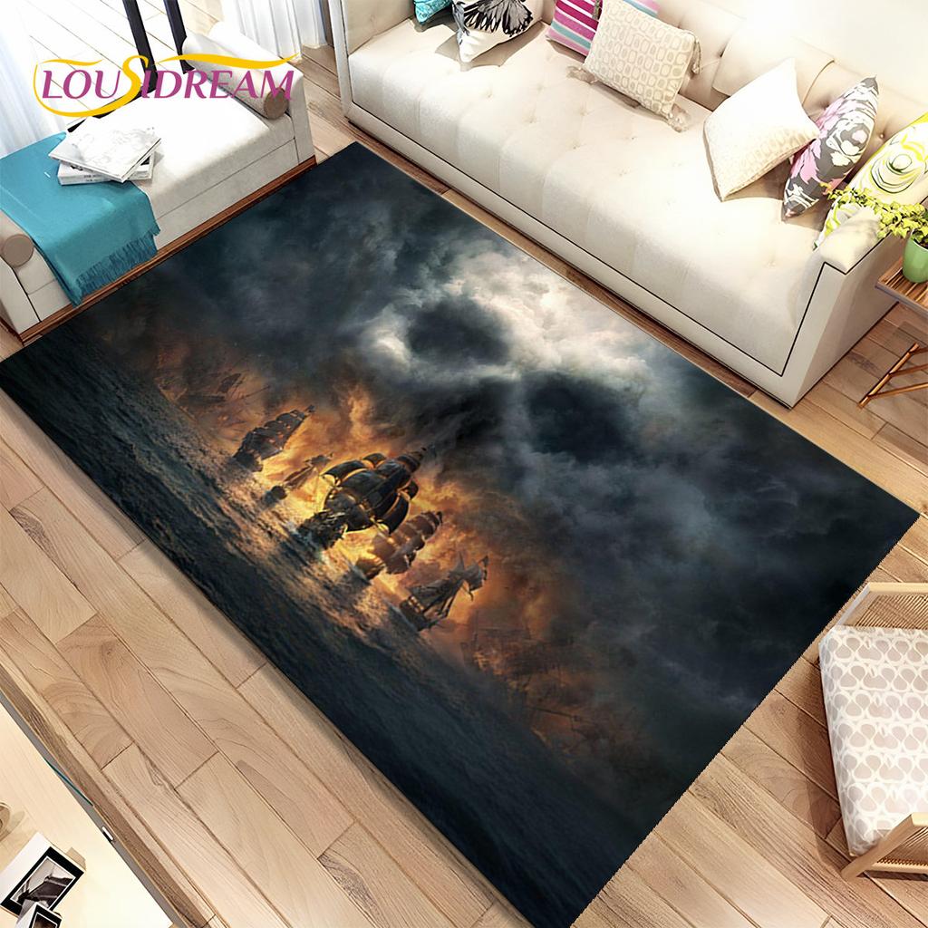 Un bateau pirate, une barque, un bateau, un tapis pour la maison, le salon, la chambre à coucher, un canapé, un paillasson, un tapis de sol antidérapant