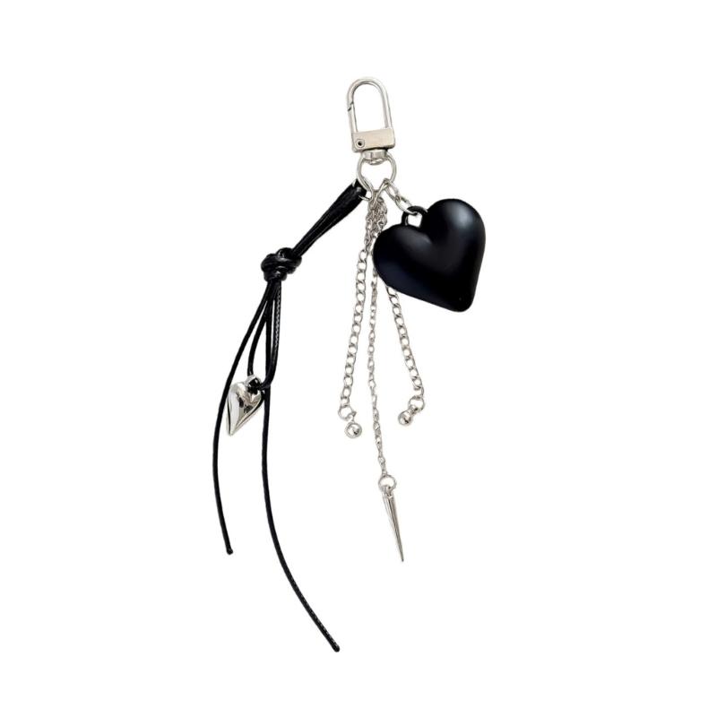 

Artistic Black Heart Design Keychain Accessory Heart Shaped Keyring Decoration Great For Gift And Daily Charm 1