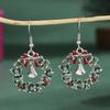 Christmas Wreath Stud Earrings Green Diamond Earrings Rhinestone Bells Ear Hooks Bow Earrings