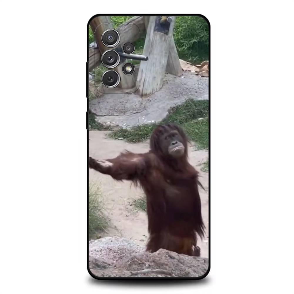 Funny Monkey Phone Case For Samsung S25,S24,S21,S22,S23,S30,Ultra,S20,Plus,Fe,Lite,Note,10,9,5G Black Cover
