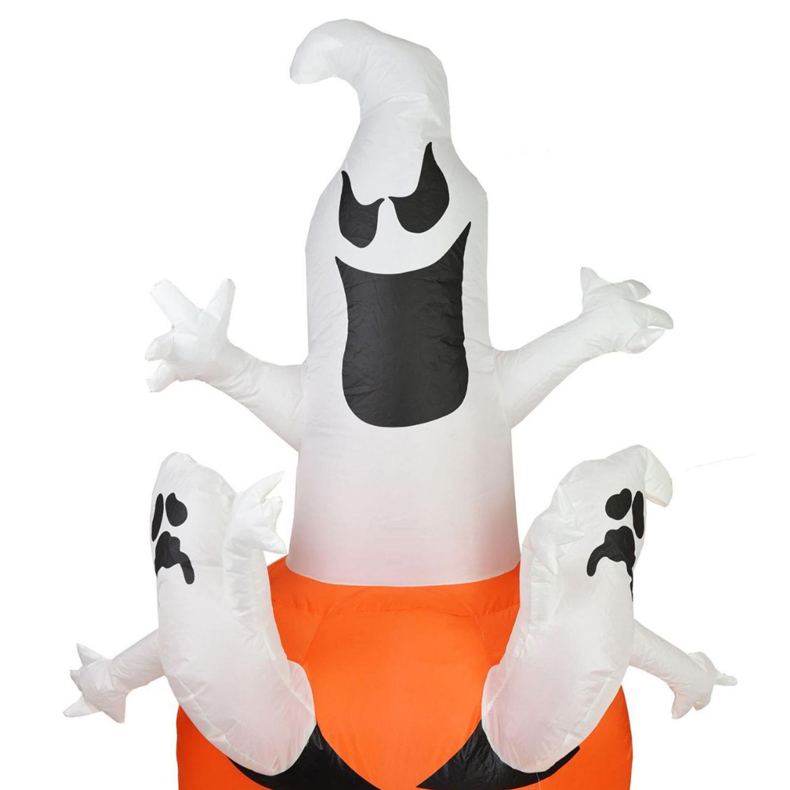 5.9FT светящийся белый призрак тыква надувные украшения на Хэллоуин на открытом воздухе — фото 7