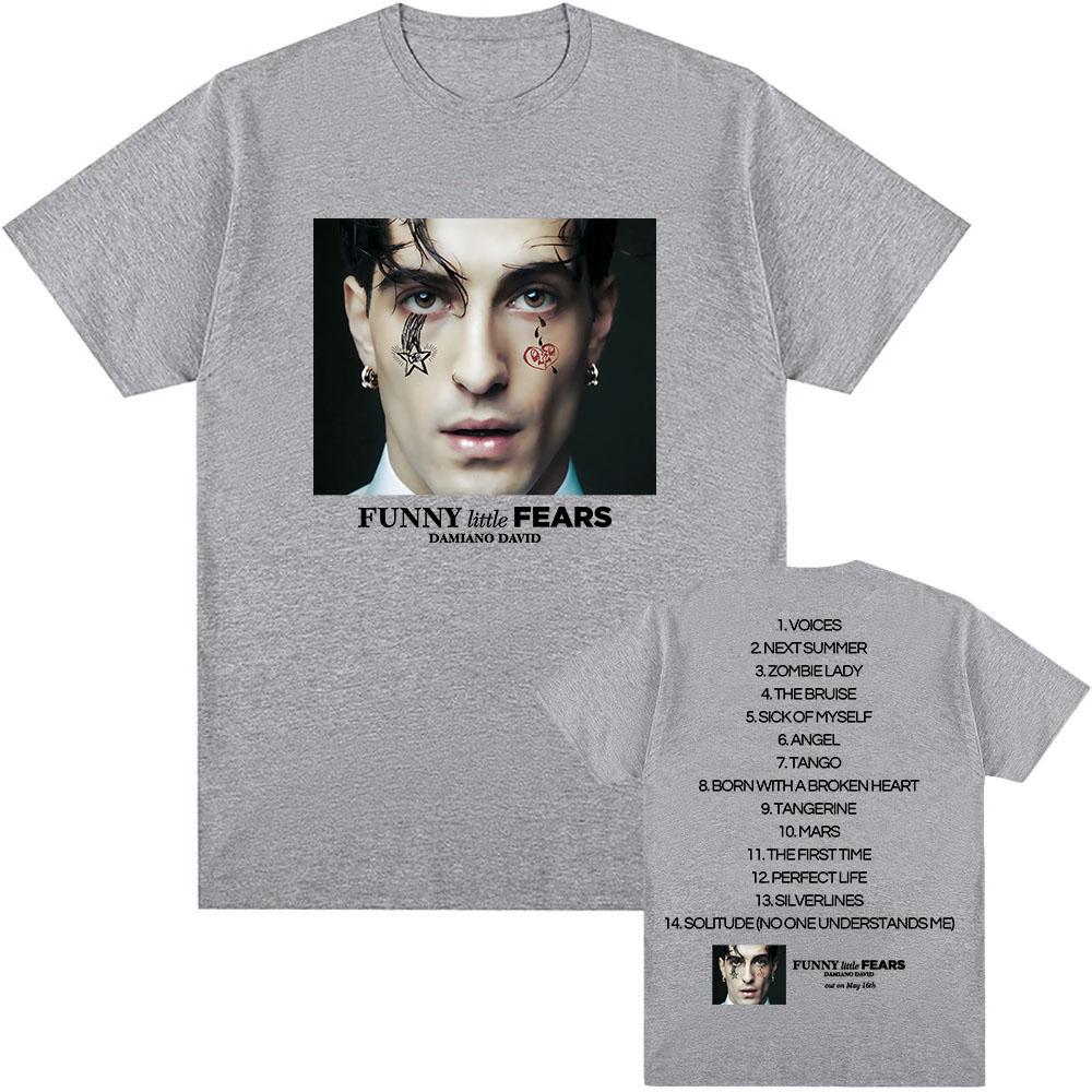 LUSTIGES Little FEARS Album T-Shirt Damiano David Sänger Druck T-Shirts Baumwolle Herren Sommer Rundhals T-Shirt Unisex Streetwear