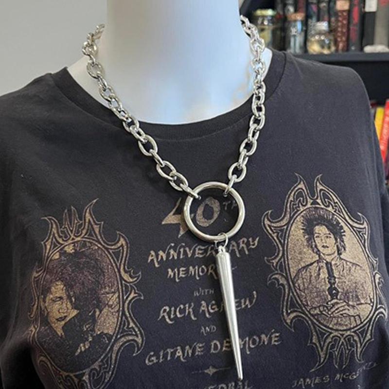 Goth Spiky Round Link Chain Choker For Women Men Punk Y2K Titanium Steel Rivet Cone Necklace Grunge Aesthetic Jewelry Gift