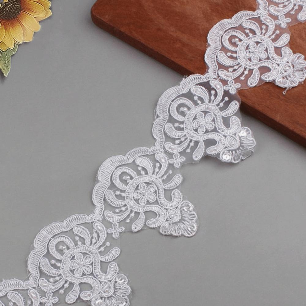 10Yards 9.5cm Width Lace Fabric Trimming Sewing Decoration White Gold Color Beading Car Bone Lace Trimming Accessories