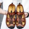 Håndlagde sandaler for menn Utendørssandaler Skinnsandaler Strandsko Vandring utendørs skinnsandaler