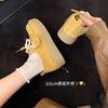 Yellow Platform Boken Shoes Women's All-inclusive Height Increase Summer and Autumn 2025 New Models with Skirts Lace-up Loafers Single Shoes
