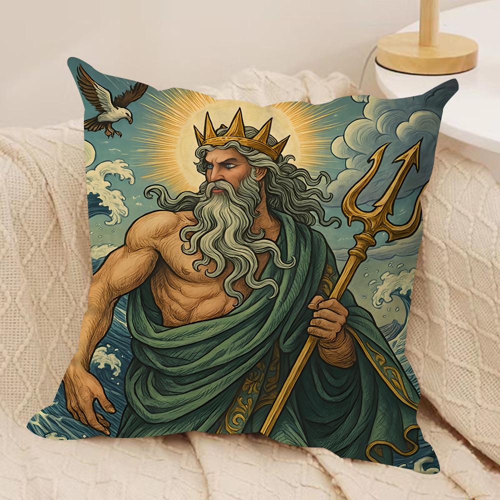Retro Nordische Mythologie Kissenbezug Seidiger Kurzer Plüsch Unsichtbarer Reißverschluss Staubdicht Sofakissenbezug Für Heimdekoration