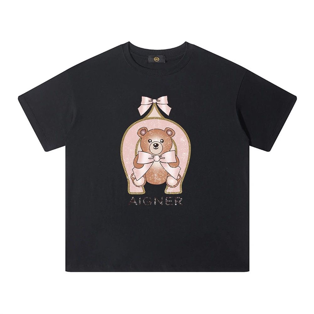 2025 Summer Girls' T-shirt Children's Top Children's Fashionable Casual Clothing Letter Printed Baby Girl Top T-shir