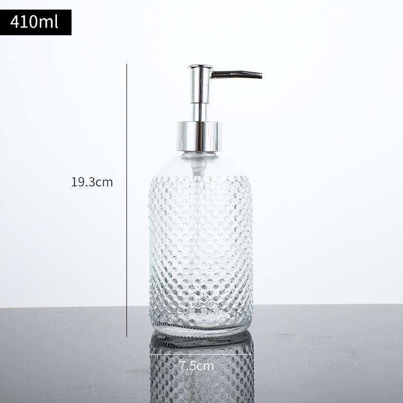 Transparent Glass Pump Bottle for Soap, Shampoo, & Shower Gel