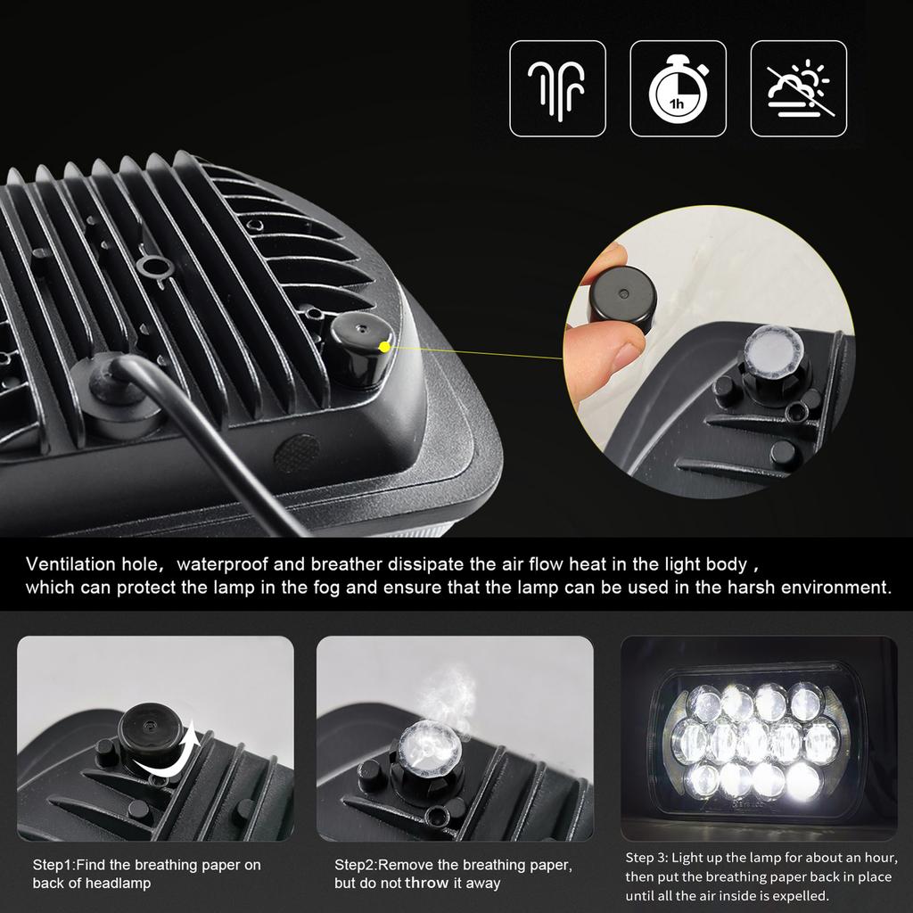 7inch LED Headlight 7x6 5x7 Inch   LED Headlamp with HighCelsiusLow Beam DRL Turn Signal 200W Bright
