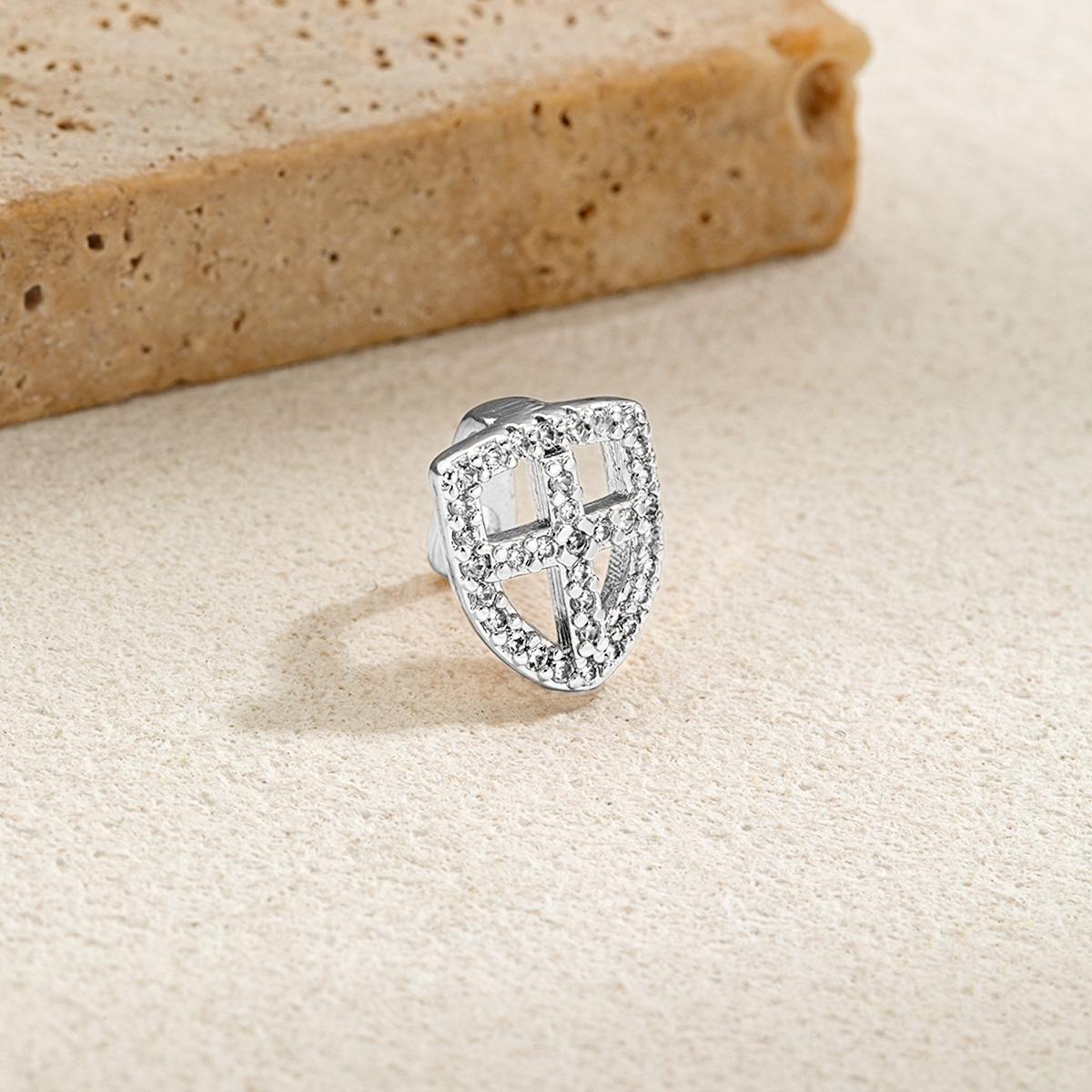 

1 cross five pointed star hollow tooth decoration, hip-hop style love heart double piece zircon shield tooth set tooth decoratio