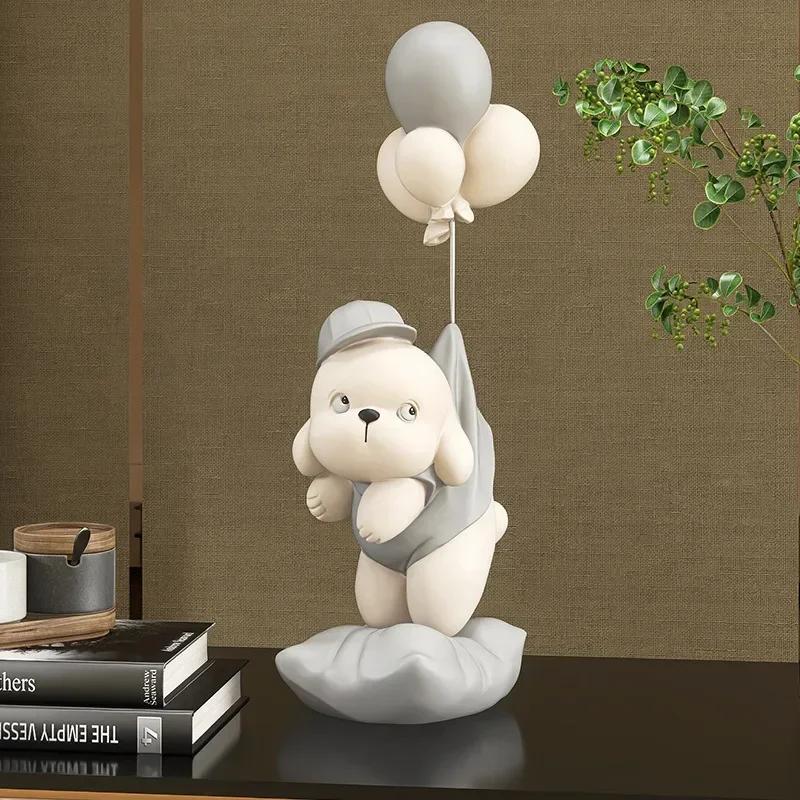 Home Decor Creative Dog Bear Sculptures Balloon Puppy Statues Home Decorative Ornament Figurine For TV Cabinet Living Room Decor