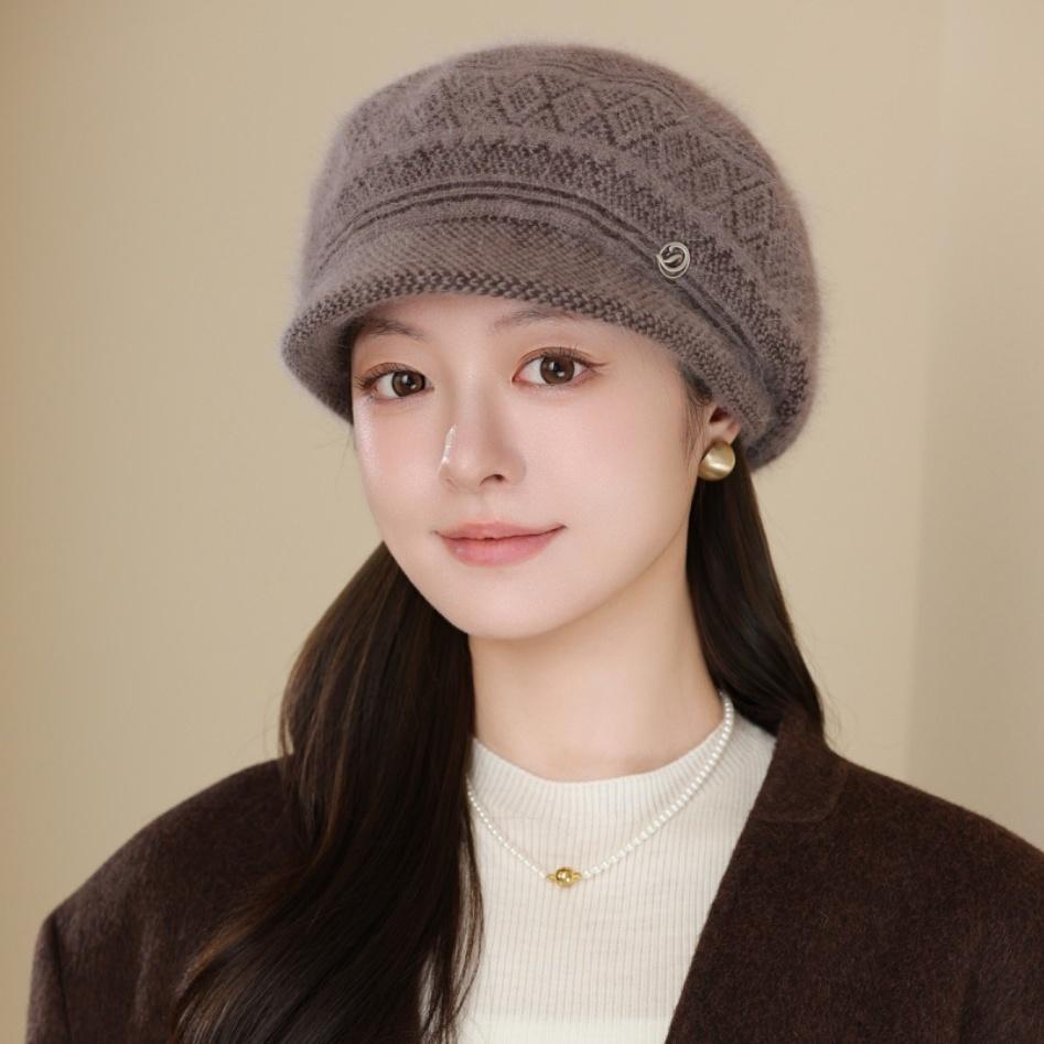Hat Winter Thermal Basin Hat Fleece Thickened Wool Hat Knitted Rabbit Hair Ear Protector Hat