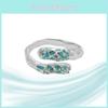 Stunning Original Design Snake Shaped Teal Blue Resin Textured Zircon Ring For Women