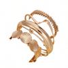 5pcs Vintage Exaggerated Luxury Geometric Design Wide Metal Gold Bangle Set, Suitable For Everyday Wear And Gifting