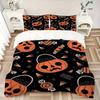 3Pcs Pumpkin, Halloween Printed Bedding Set, Breathable And Soft, Machine Washable, Christmas Gift, Suitable for Bedroom Decoration, 15144