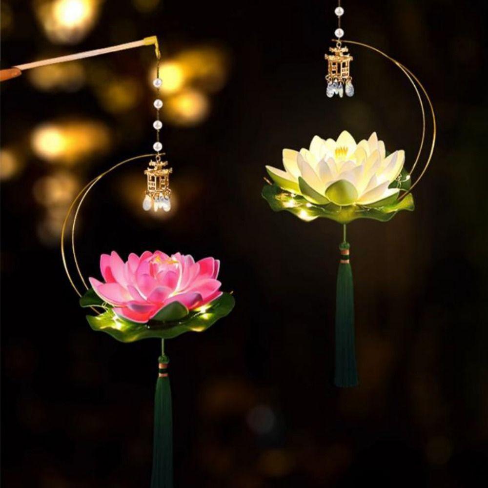 DIY Lanterns Material Mid-Autumn Lantern Flower Blossom Lotus Flower Light Lamp Party