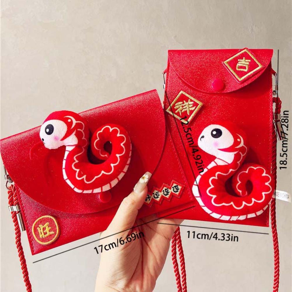 Chinese PU Leather Red Envelope Cross Body Snake New Year Money Envelope Party Gifts