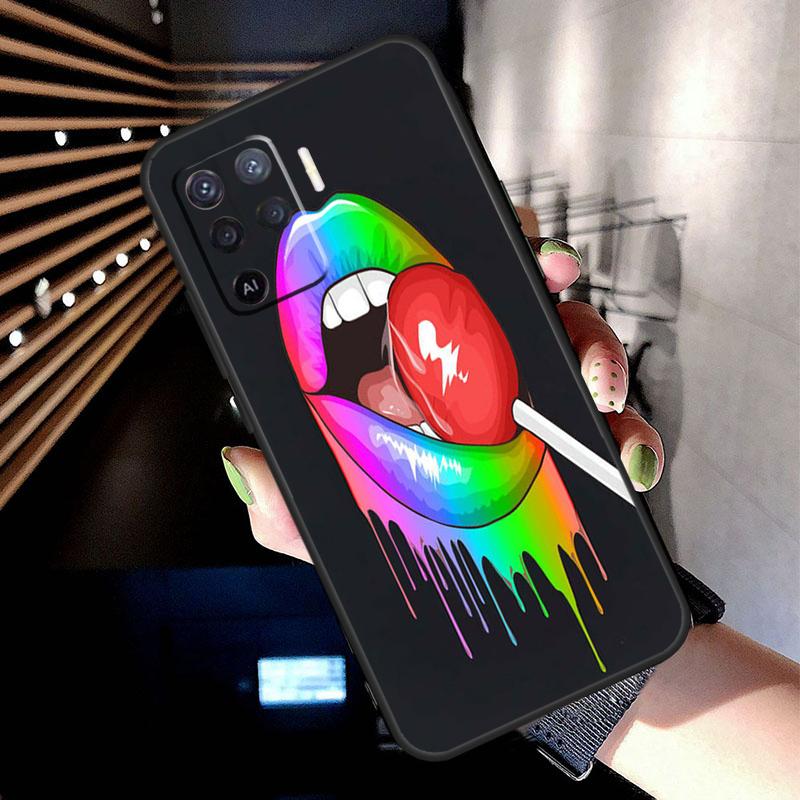 Sexy Lips KISS Case For Oppo A5 Pro A15 A17 A57 A77 A18 A38 A58 A78 A98 A94 A74 A54 A16 A76 A96 A40 A60 A80