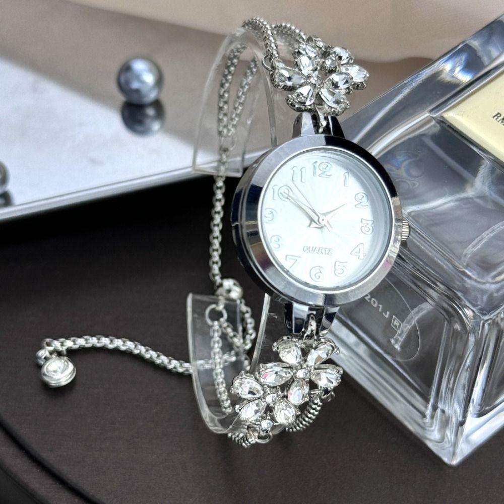 Blütenquarz Armbanduhr Damen Armbanduhr Doppellagige Kette Strass Quarzuhr Herren