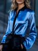 Chemise Satinée à Blocs de Couleurs Manches Longues pour Femmes Européennes et Américaines Printemps 2026