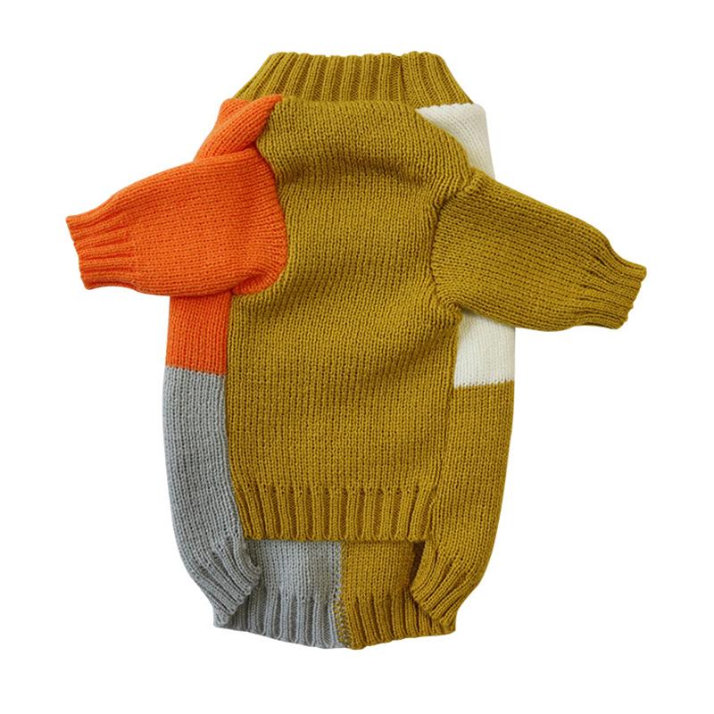 Knitted Dog Sweater Color Block Pet Pullover Warm Winter Clothing for Small Dogs Cats Cozy Soft Yarn Apparel Cold Weather Wear