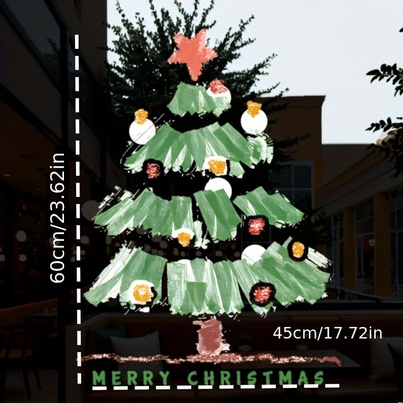 1 Piece Reusable High Definition Christmas Tree Glass Window Sticker - Static No Residue Door and Window and Shopping Mall Decoration Sticker