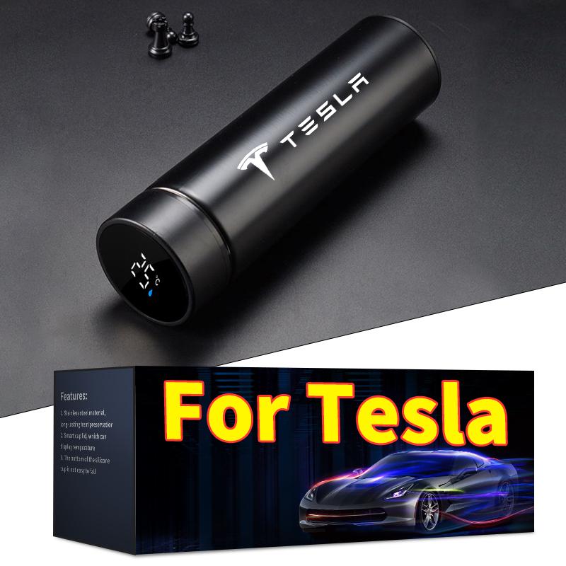 QSGMX1 500ml Portable Car Logo Intelligent Stainless Steel Thermos Bottle For Tesla Model 3 Model S Model X Y Roadster Performance