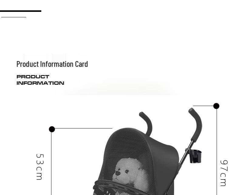 Lightweight Foldable Pet Stroller for Small Cats & Dogs - Outdoor Use