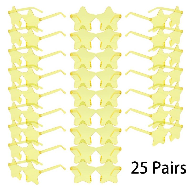 25 Pairs Rimless Star Shaped Sunglasses Men Fashion Cute Candy Color Beach Vacation Decor Shades Women Trendy Rave Sun Glasses