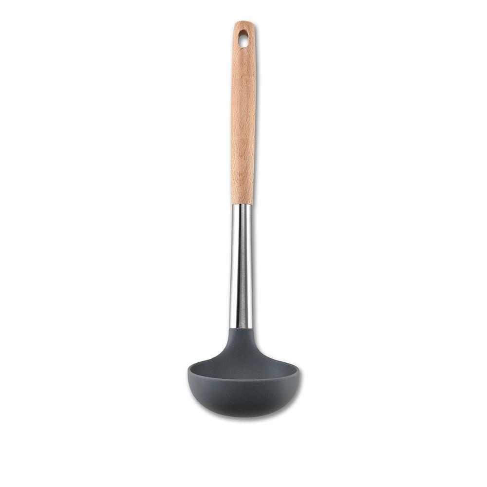 8 PCS Silicone Cooking Kitchen Utensil Set Wooden Handle Kitchen Baking Tools Kitchenware Accessories Storage Bucket