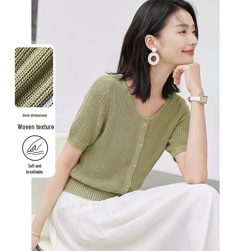 Women s V-neck Knit Short Sleeve Top M