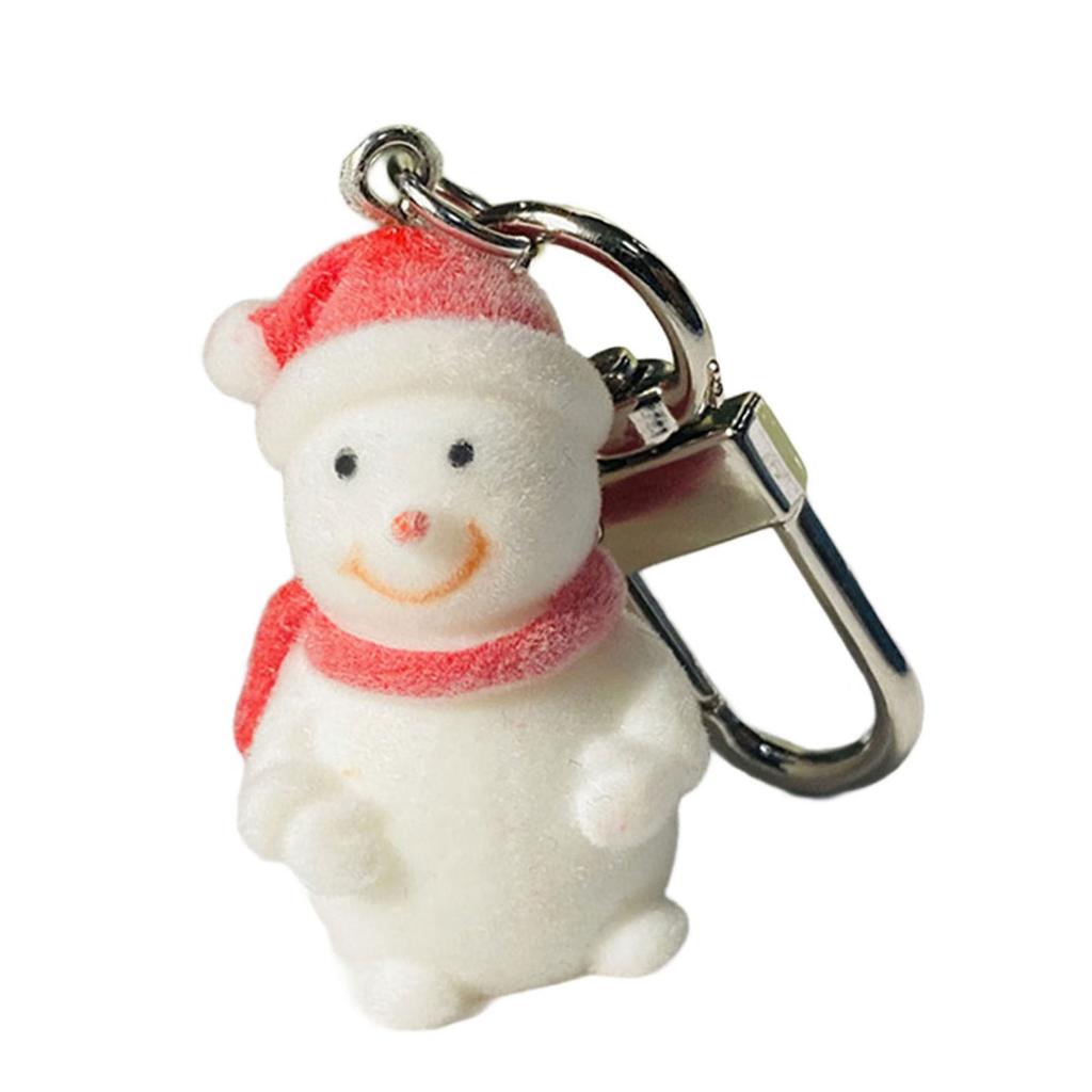 Cartoon Christmas Series Plush Velvets Figurine Keychain Cartoon Key Holder Alloy Texture Suitable for Festival Cheer