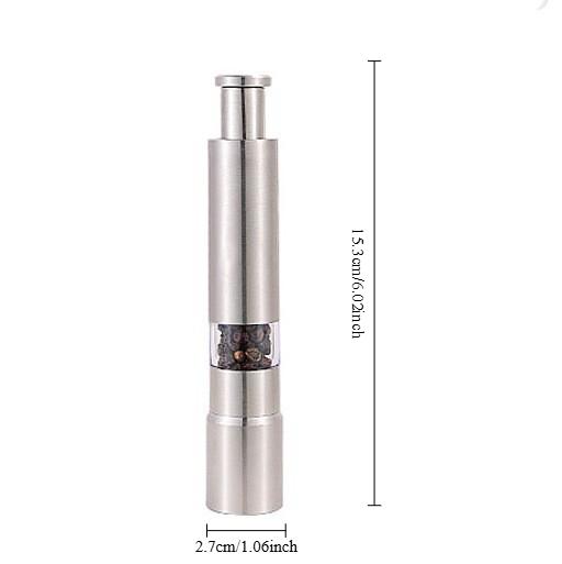 Stainless Steel Salt and Pepper Grinder,Push Button Grinder Modern Design Thumb Grinder, for Black Pepper, Sea Salt and Himalayan Salt, Spice and Salt